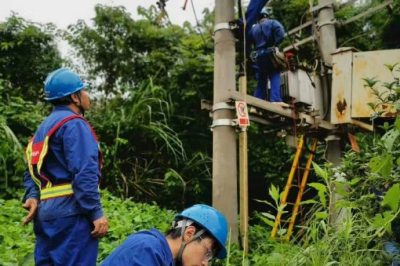 搶修因雷擊導致跌落式熔斷器損壞脫落的配變 搶修因雷擊導致跌落式熔斷器損壞脫落的配變