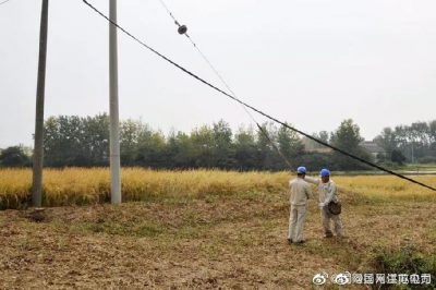 高郵市供電公司維護(hù)丘陵段的稻田用電打水口 高郵市供電公司維護(hù)丘陵段的稻田用電打水口