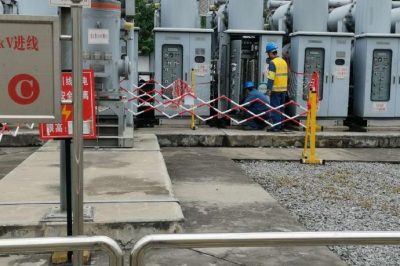 在330kV長樂變電站內(nèi)進(jìn)行1550長備四間隔配合電纜穿倉