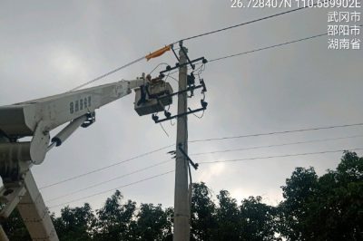 對10千伏法高線安電支線12號桿進行帶電解開支線三相引線作業(yè)